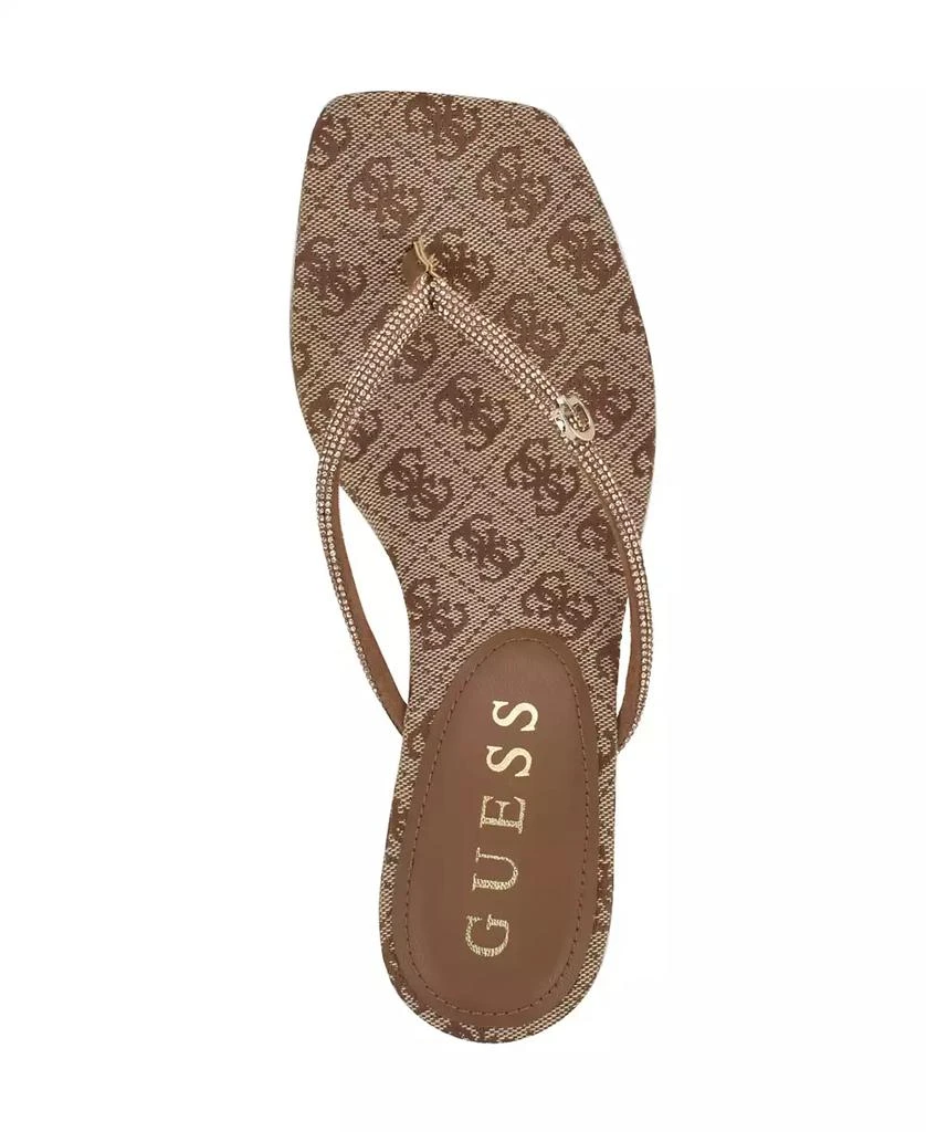 GUESS Women's Mayan Rhinestone Thong Kitten Heel Sandals 4