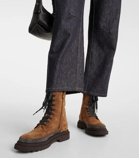 Brunello Cucinelli Monili suede combat boots 4