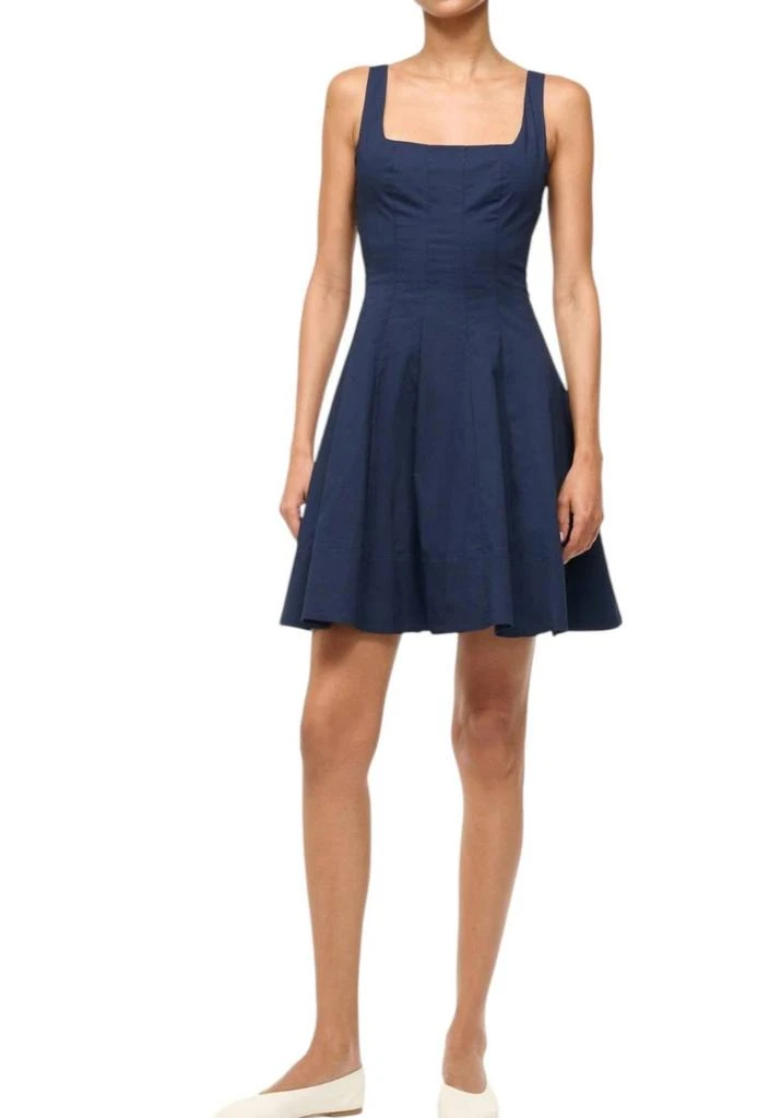 Staud Mini Wells Dress In Navy 1