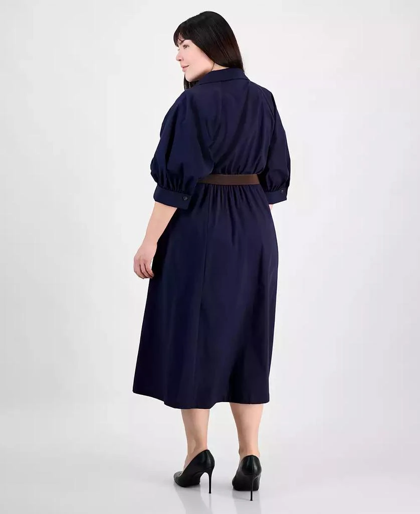Sandra Darren Plus Size Button-Down 3/4-Sleeve Belted Dress 5
