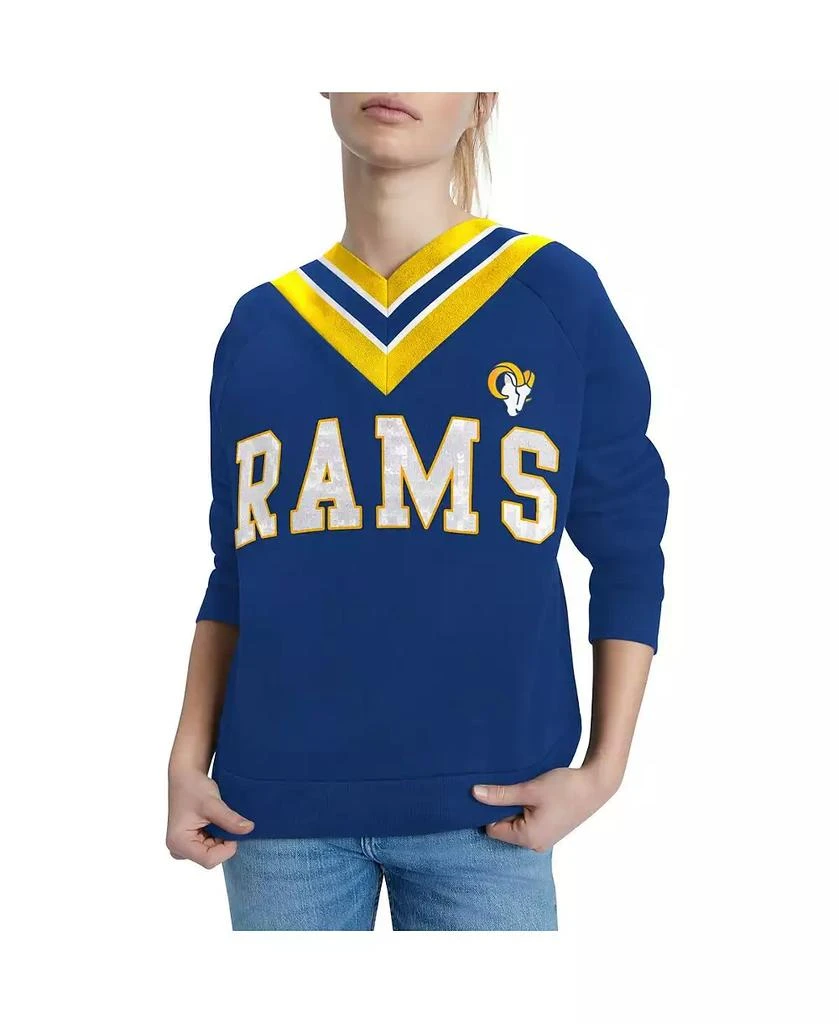 Tommy Hilfiger Women's Royal Los Angeles Rams Heidi V-Neck Pullover Sweatshirt 3