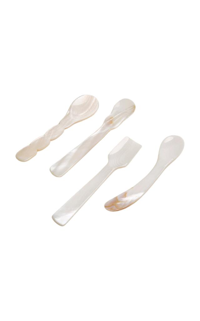 Gohar World Gohar World - Set-of-Four Mother-of-Pearl Spoons - White - Moda Operandi