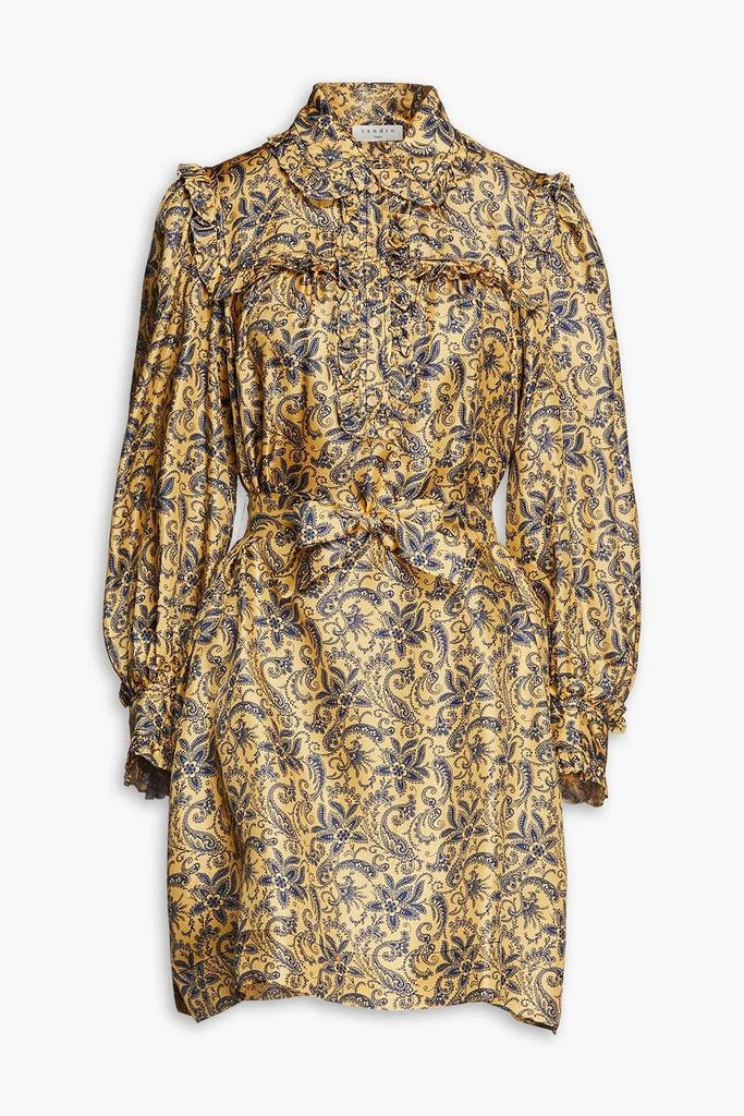 Sandro Belted printed silk-twill mini dress 1