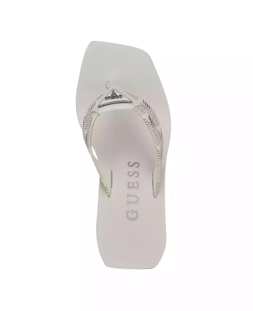 GUESS Women's Demmey Logo Thong Square Toe Eva Wedge Sandals 4