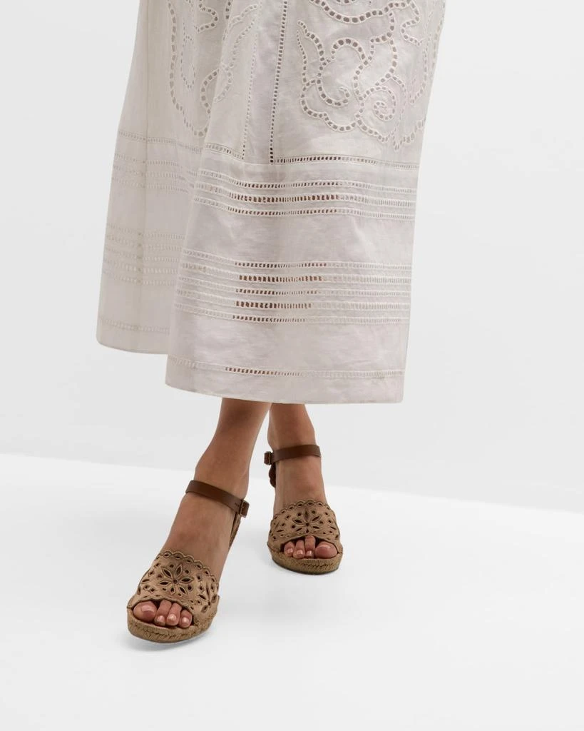 Pedro Garcia Orito Satin Eyelet Wedge Espadrilles 2