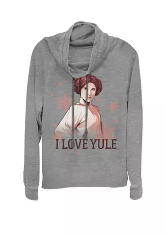 Star Wars Wars Christmas Princess Leia I Love Yule Cowl Neck Graphic Pullover