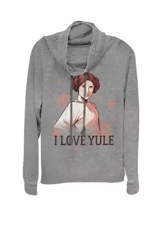 Star Wars Wars Christmas Princess Leia I Love Yule Cowl Neck Graphic Pullover 1