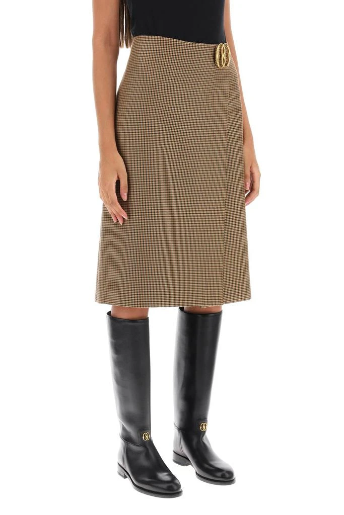 Bally houndstooth a-line skirt with emblem buckle 2
