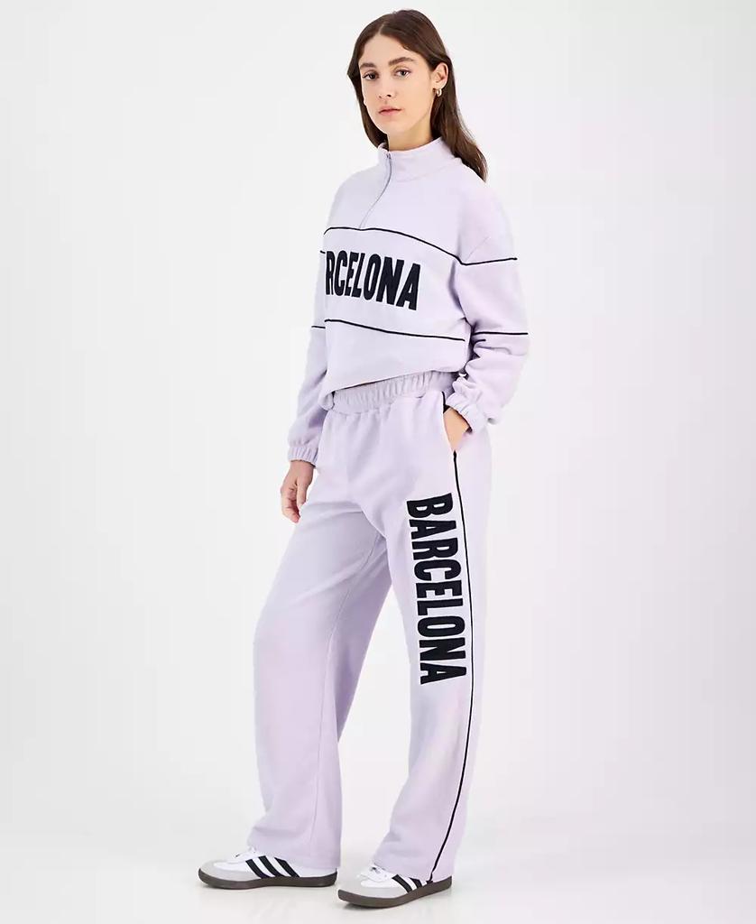 Rebellious One Juniors' Barcelona Fleece Graphic Sweatpants