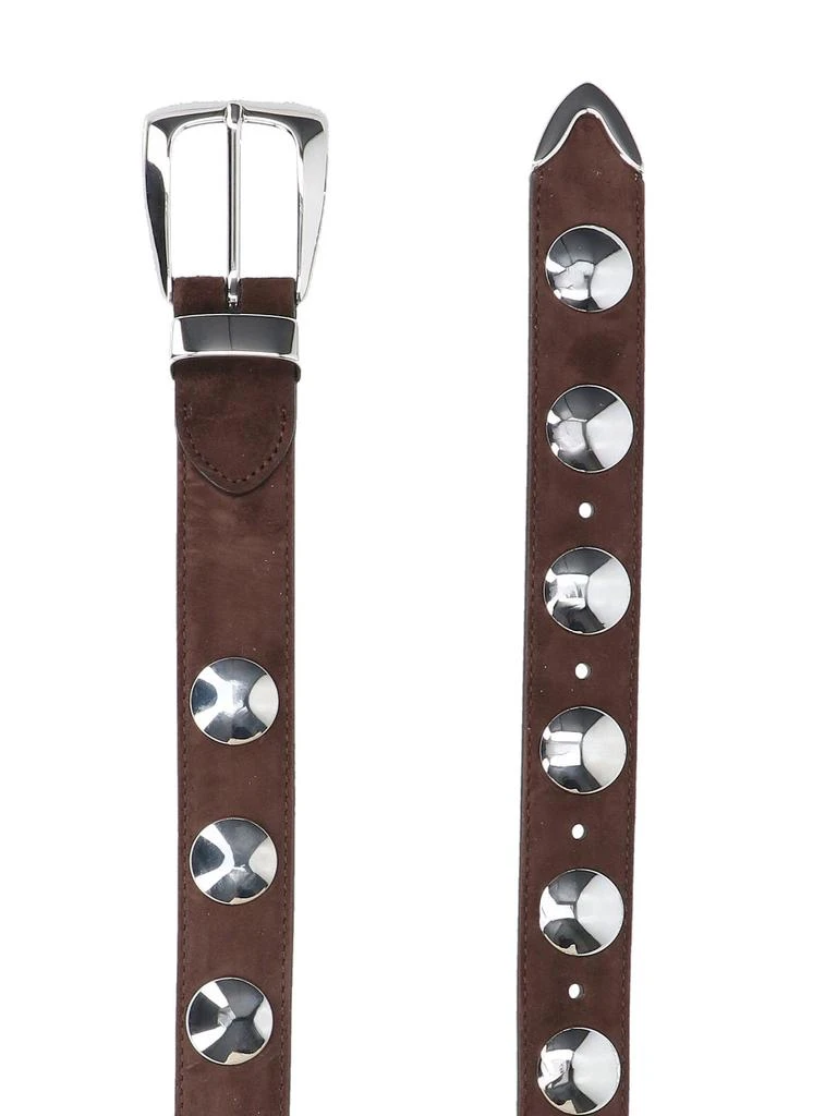 Khaite Brown Suede Belt With Silver Metal Studs 2