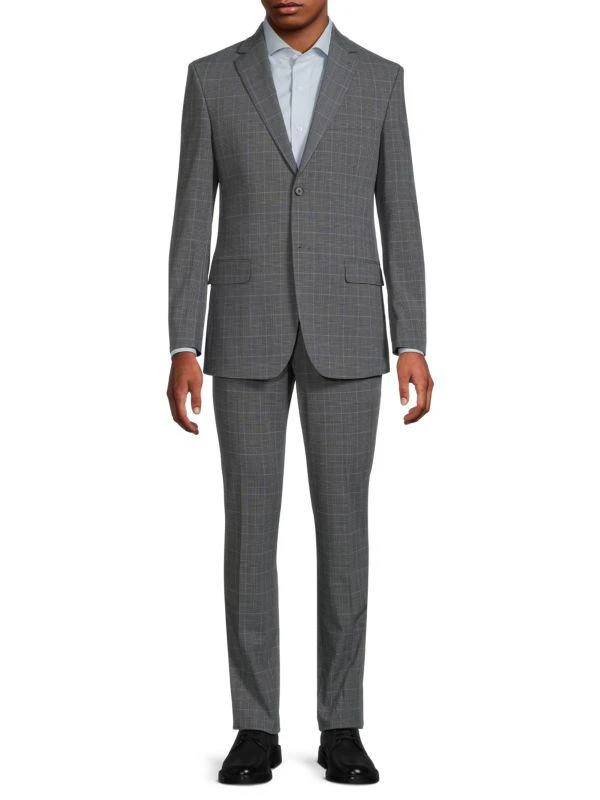 DKNY Plaid Modern-Fit Suit 1