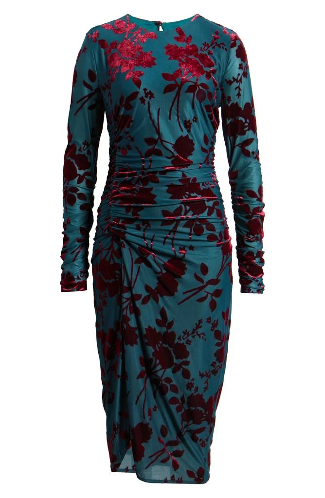 Sam Edelman Floral Burnout Velvet Long Sleeve Midi Dress 5