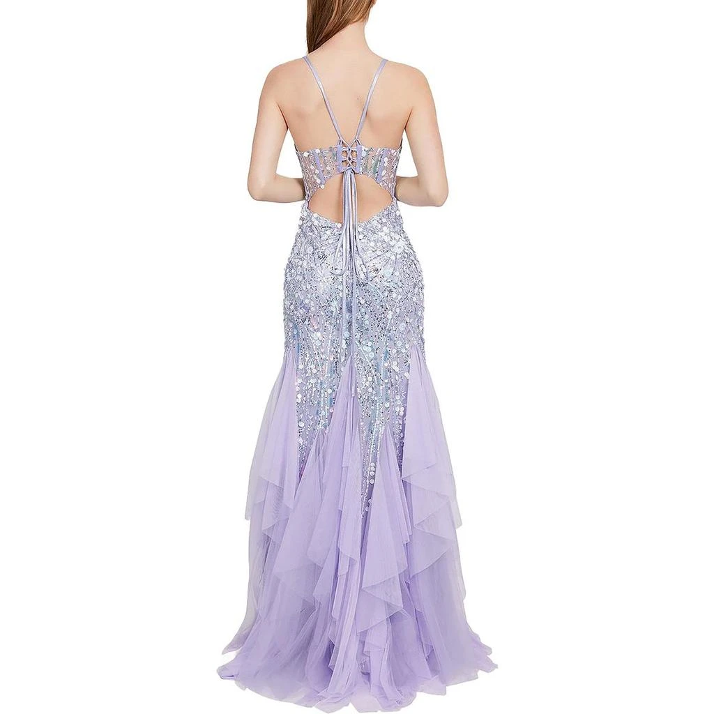 Dear Moon Juniors Womens Sequin Open Back Evening Dress 2