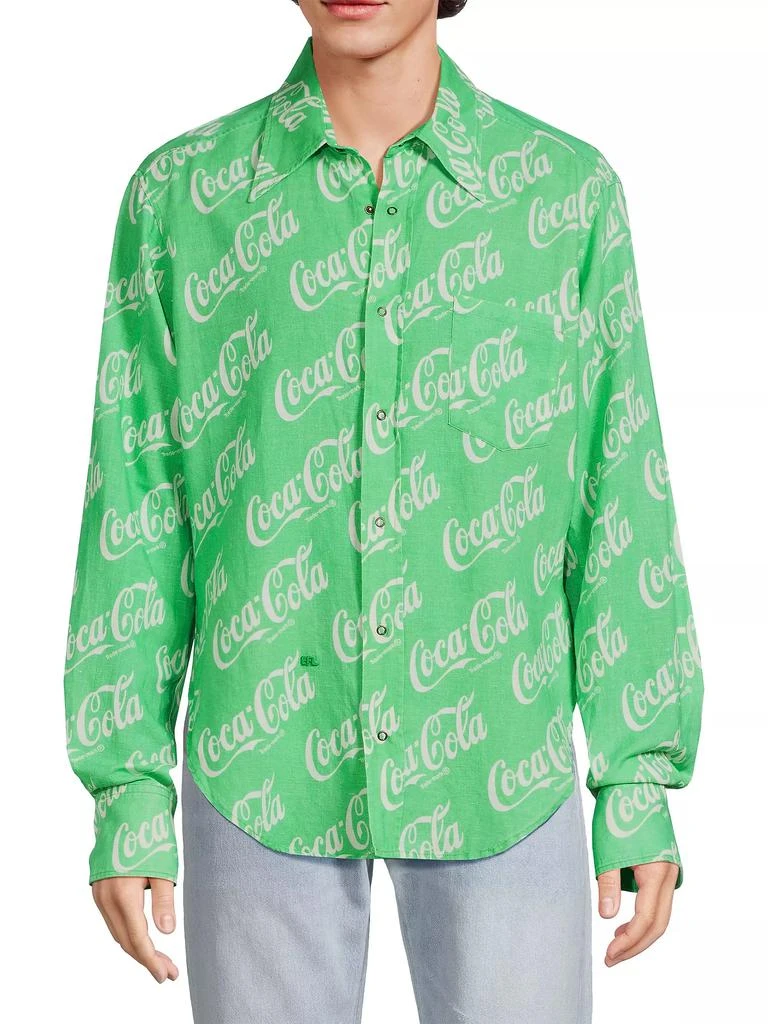 ERL ERL x Coca-Cola Cotton & Linen-Blend Button-Front Shirt 4