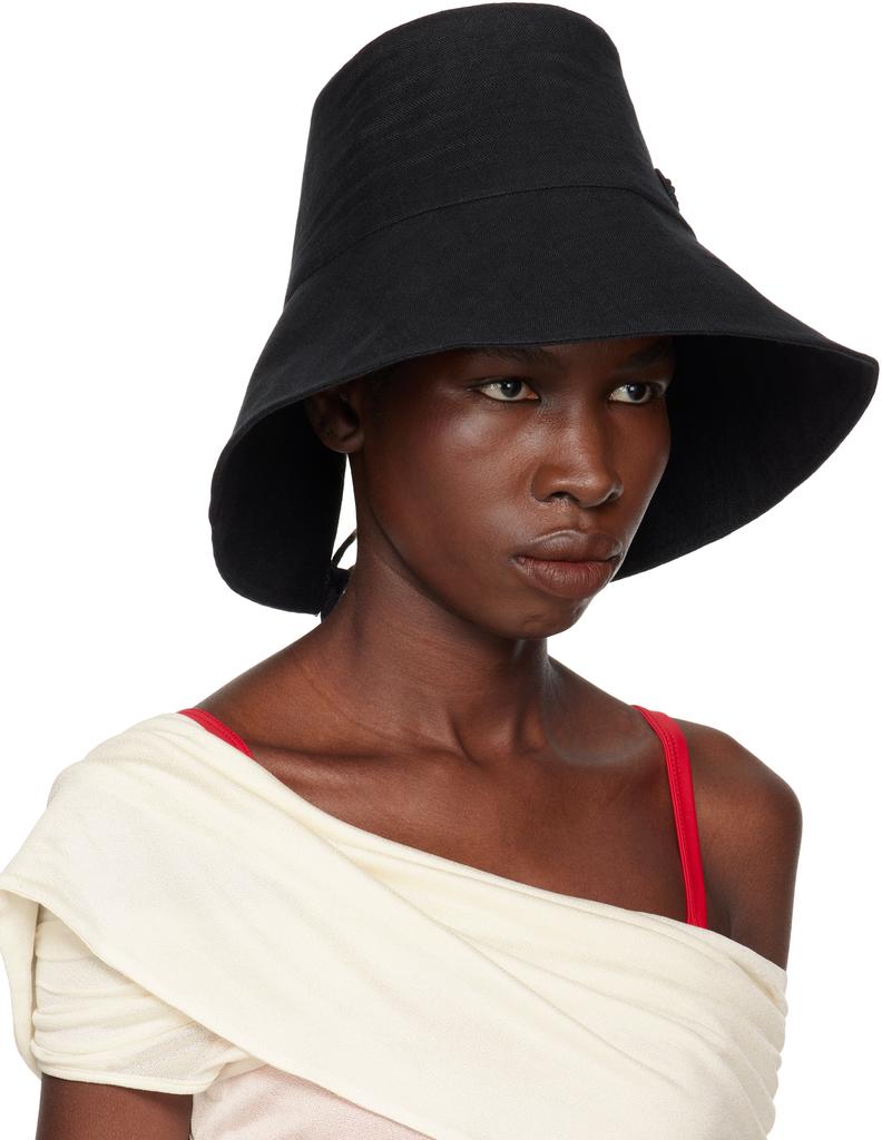 RUSLAN BAGINSKIY Black Embellished Bow Tie Bucket Hat