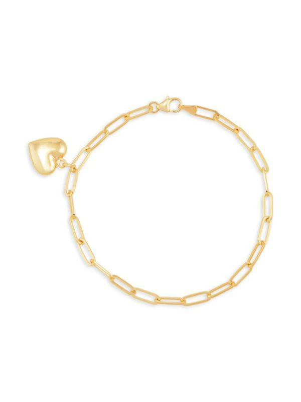 Saks Fifth Avenue ​14K Yellow Gold Heart Charm Paperclip Chain Bracelet 2