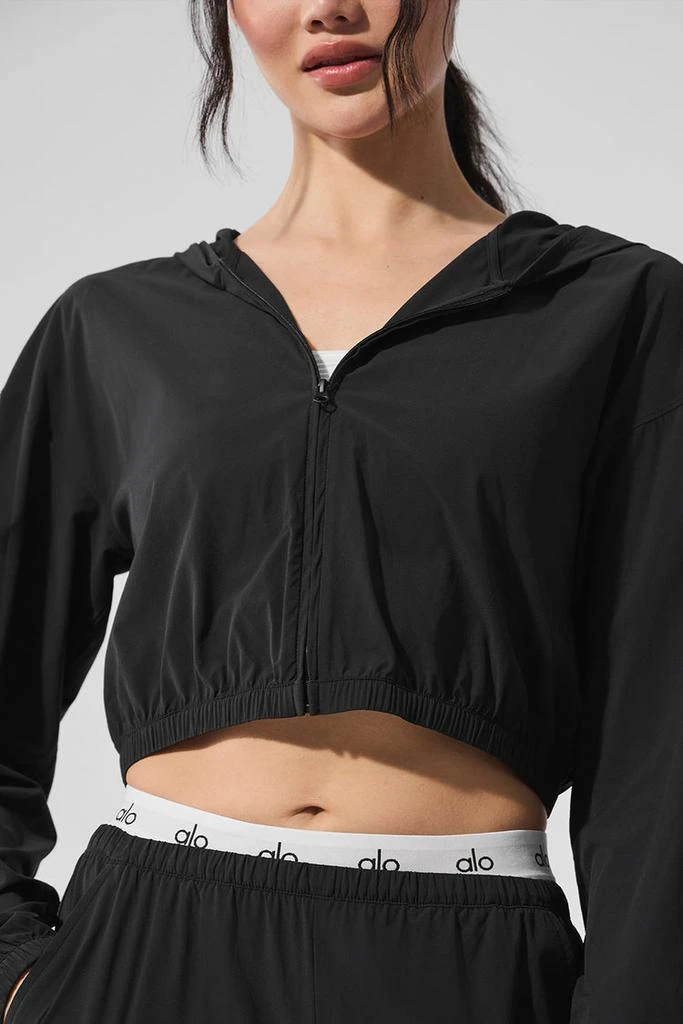 Alo Cropped Breezy Full-Zip Hoodie - Smoky Quartz 4