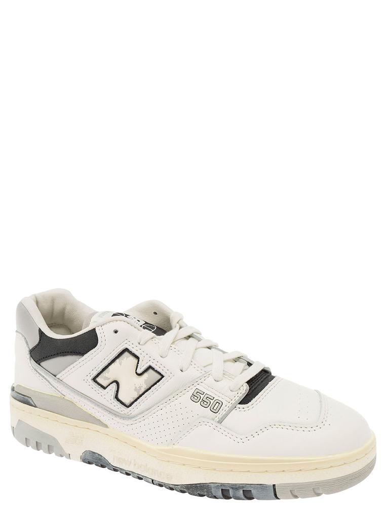 New Balance 550 White And Grey Low Top Sneakers With Logo And Contrasting Details In Leather Man