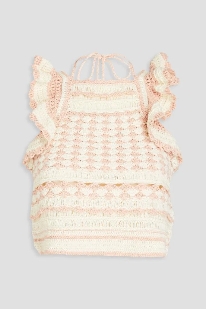 Zimmermann Cropped ruffled crocheted cotton top 1