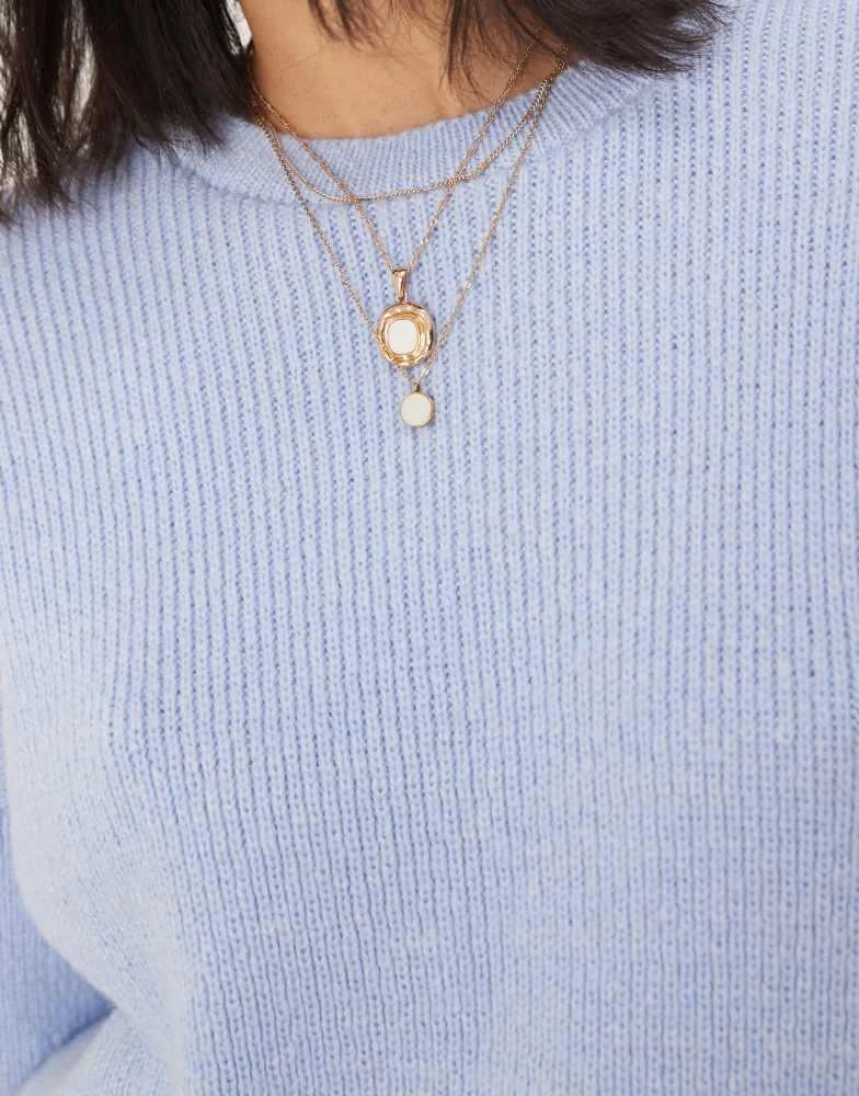 ASOS ASOS DESIGN oversized chunky knitted t shirt in baby blue 4