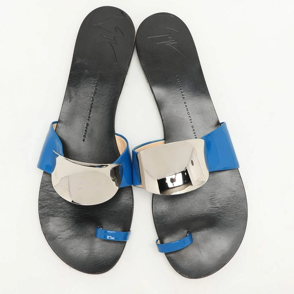 Giuseppe Zanotti Giuseppe Zanotti Blue Patent Leather Toe Ring Flat Sandals Size 41 3