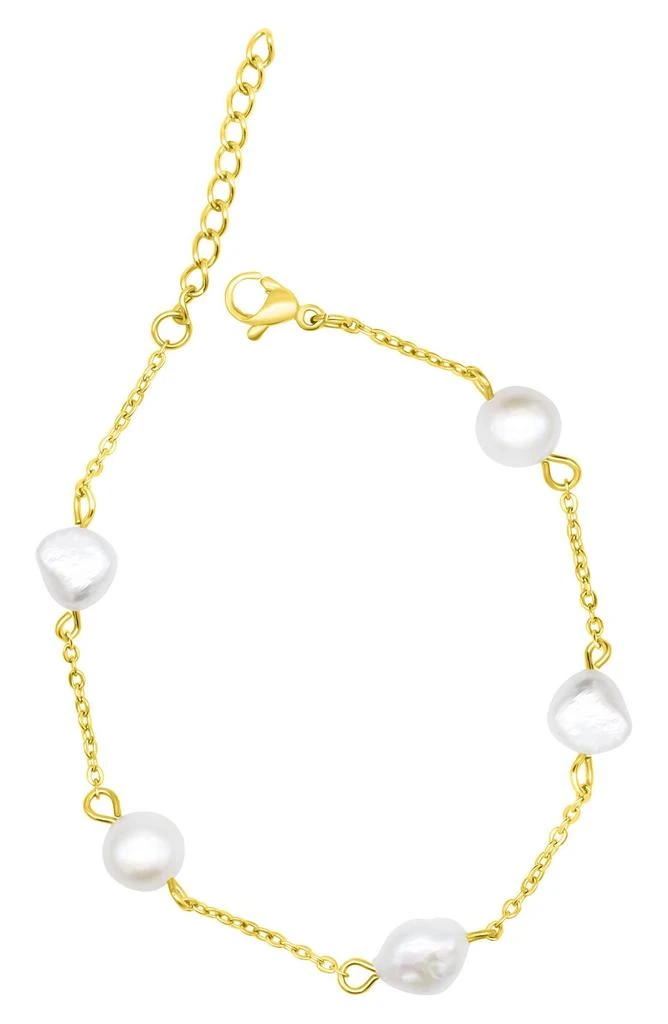 ADORNIA Freshwater Pearl Water Resistant Station Bracelet