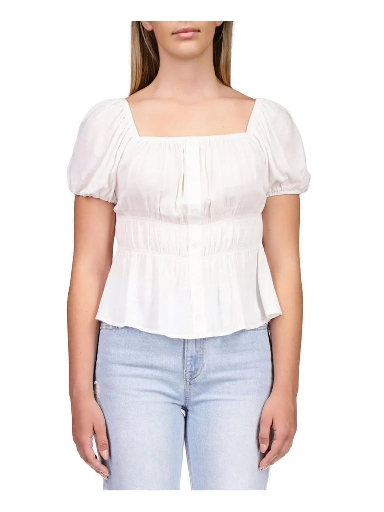 Sanctuary Womens Square Neckline Smocked Waist Peplum Top 1