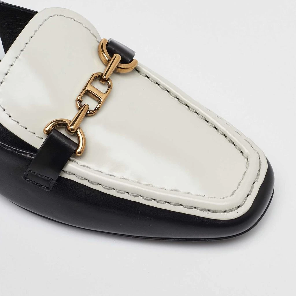Tod's Tod's White/Black Leather Slingback Loafers Size 38 7