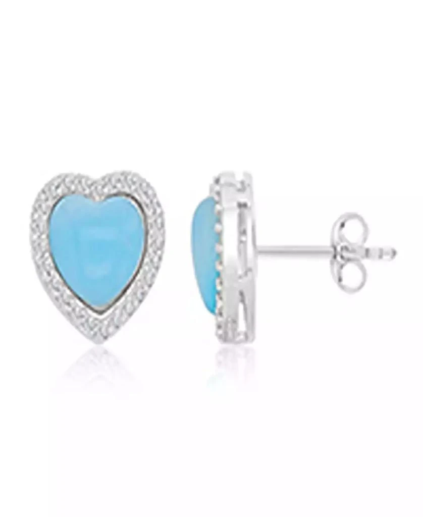 Macy
s Larimar 
Cubic Zirconia Heart Stud Earrings in Rhodium Over Sterling Silver