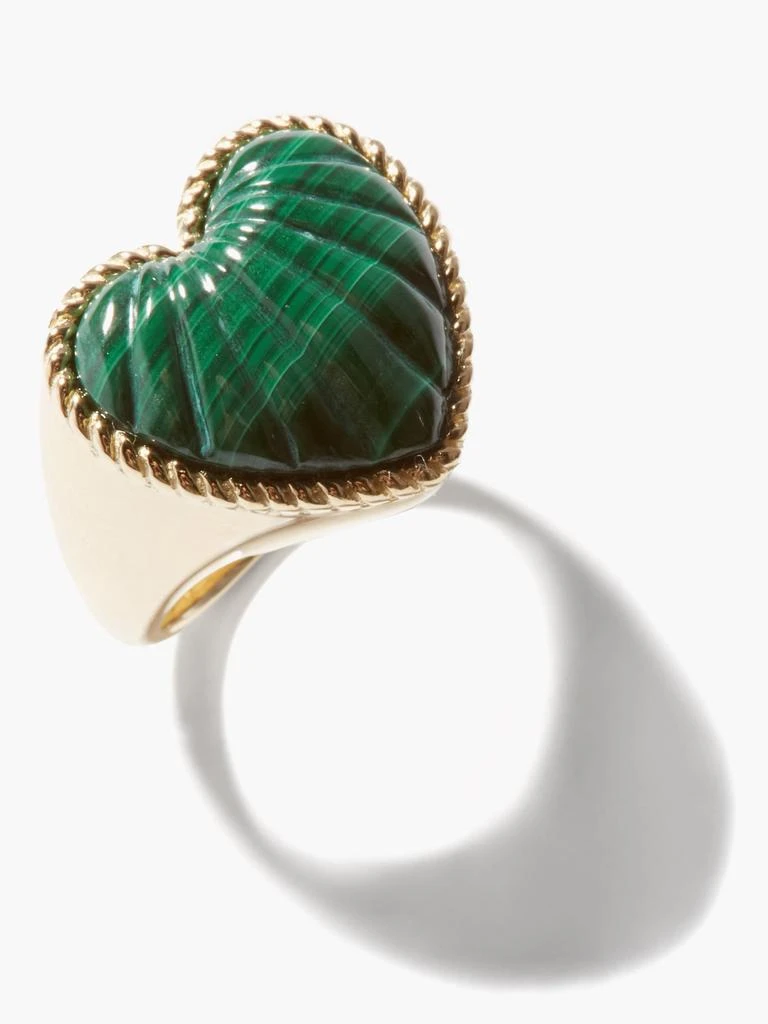 Yvonne Léon Heart malachite & 9kt gold signet ring 6