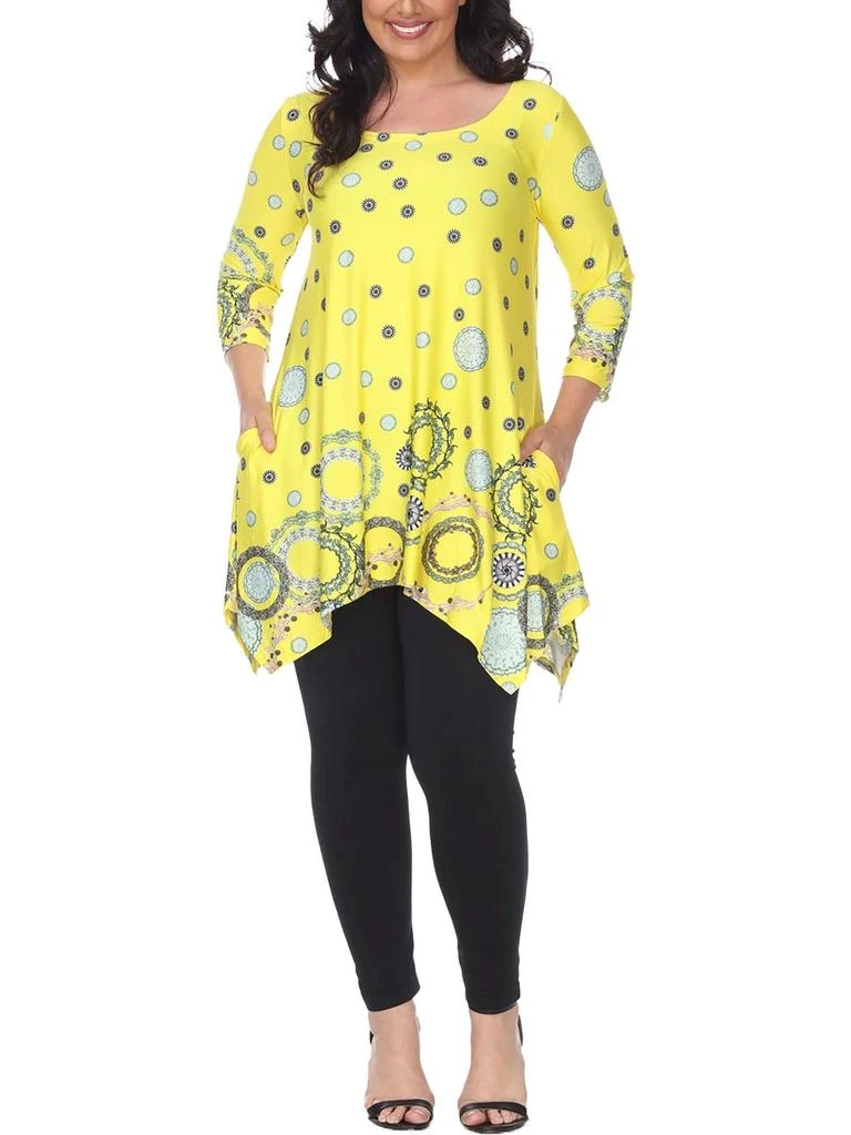 White Mark Plus Womens Sharkbite Hem Floral Tunic Top 12