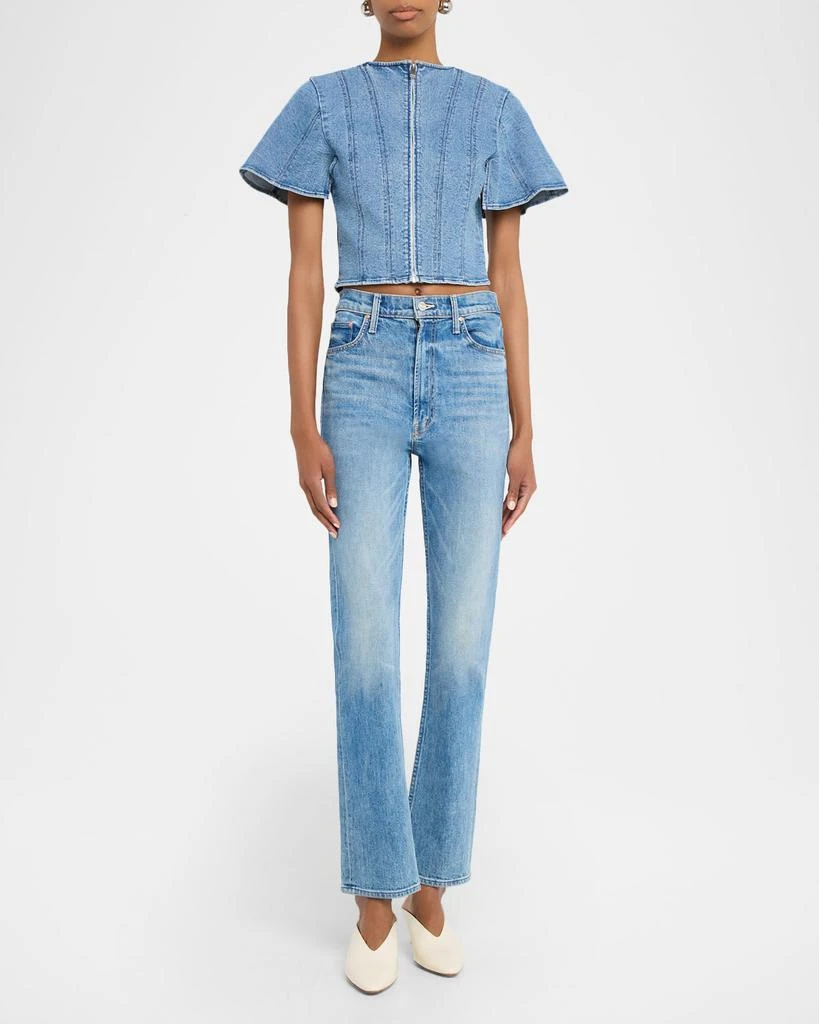 SIMKHAI Kolby Short-Sleeve Denim Top 2