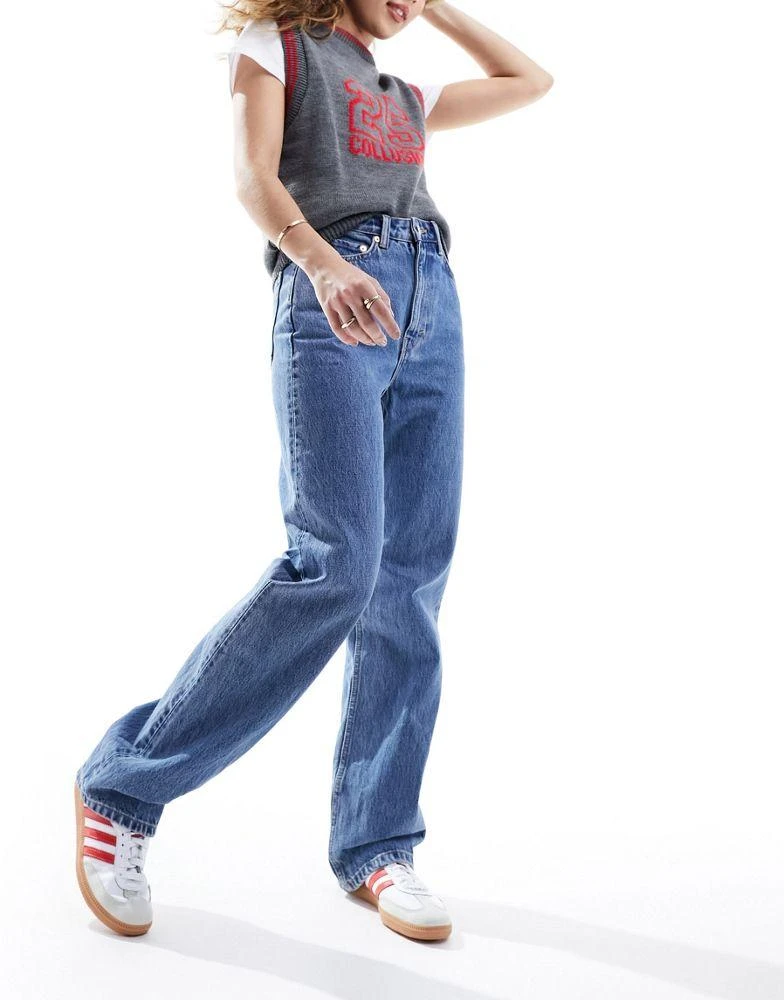 Weekday Weekday Rowe extra high waist regular fit straight leg jeans in 90s blue 1