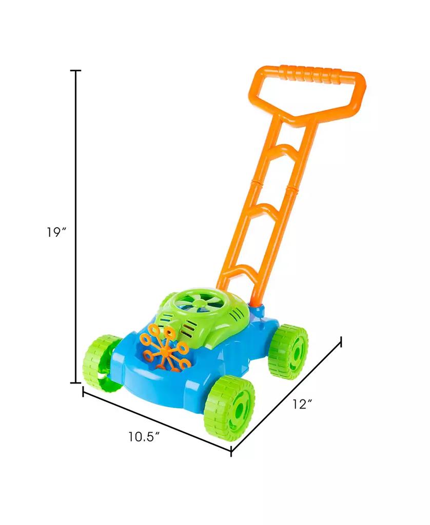 Trademark Global Hey Play Bubble Lawn Mower - Toy Push Lawn Mower Bubble Blower Machine, Walk Behind Outdoor Activity For Toddlers, Boys And Girls