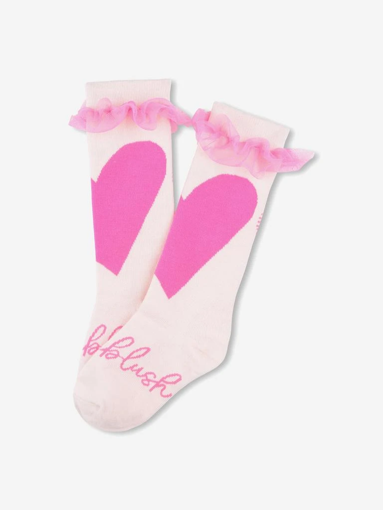 Billieblush Girls Tulle Ruffle Heart Socks in Pink 3