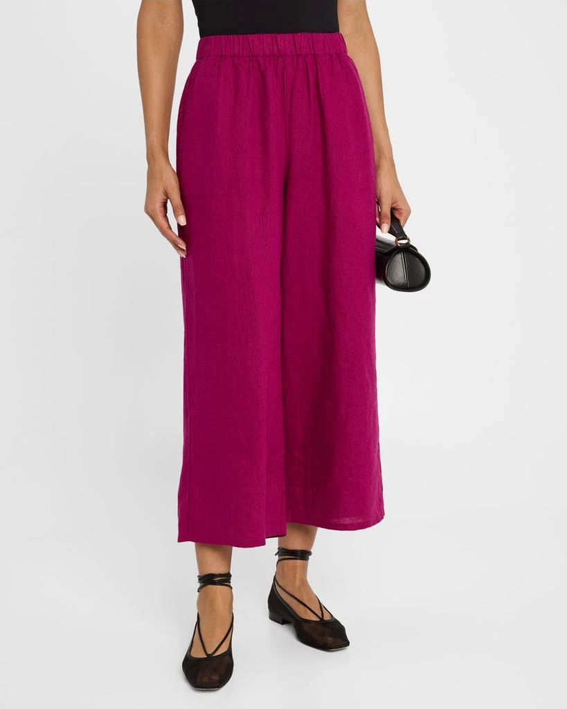 Eileen Fisher Cropped Wide-Leg Organic Linen Pants 4