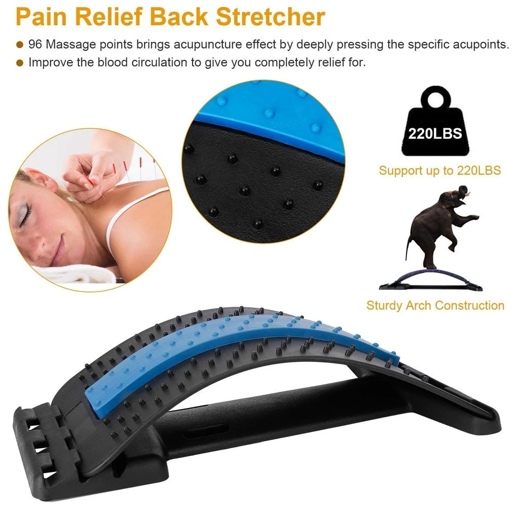 ERUULE Back Massage Stretching Device Multi-Level Lumbar Spinal Support Stretcher Herniated Disc Upper Lower Back Pain Relief 3