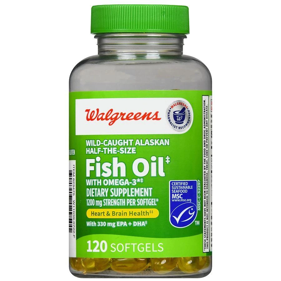 Walgreens Wild-Caught Alaskan Half-the-Size Fish Oil with Omega-3 1200 mg Softgels 2