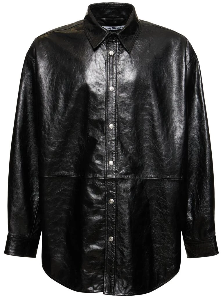 ACNE STUDIOS Letar Shiny Nappa Leather Shirt Jacket 1