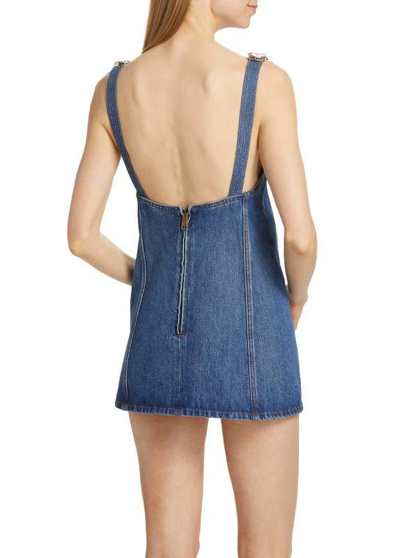 AREA Crystal-Strap Denim Minidress 2