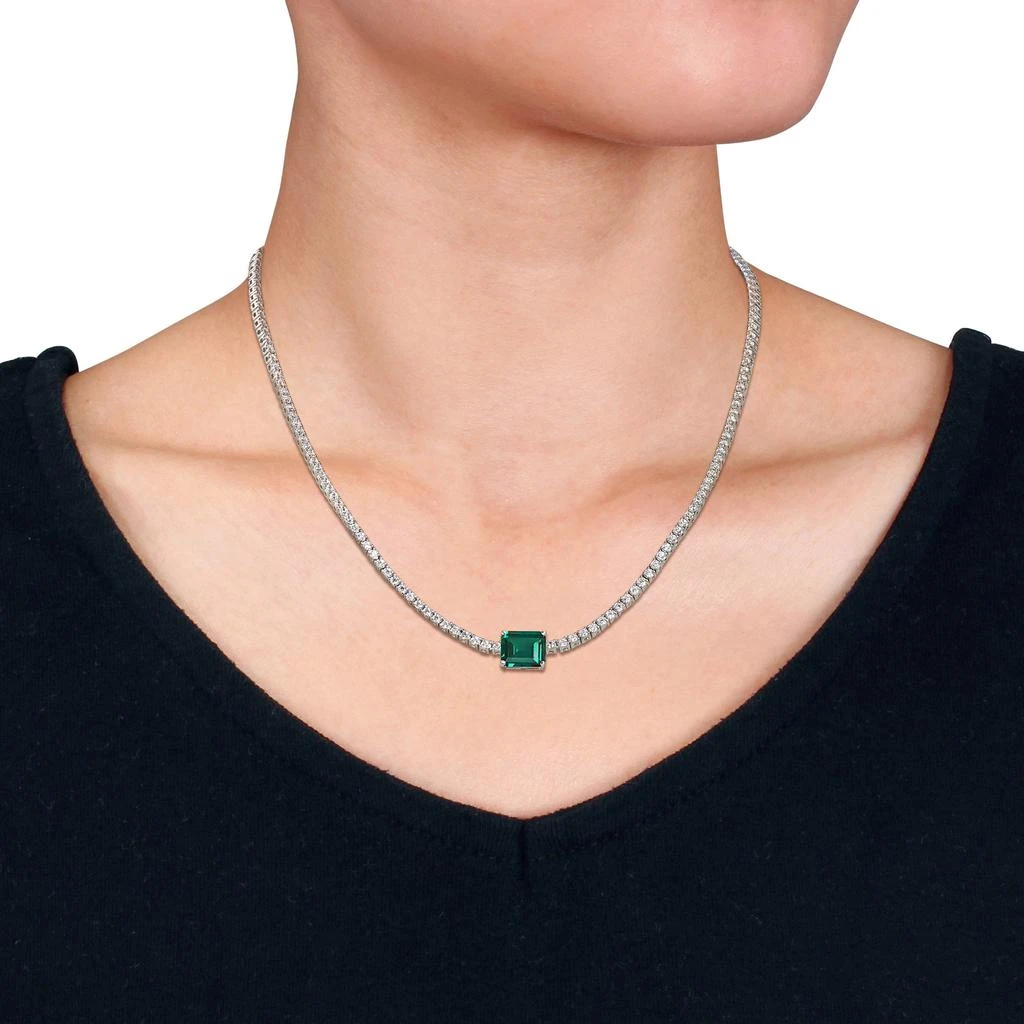 Mimi 
Max 15 7/8ct TGW Created Emerald Created White Sapphire Necklace Sterling Silver 2