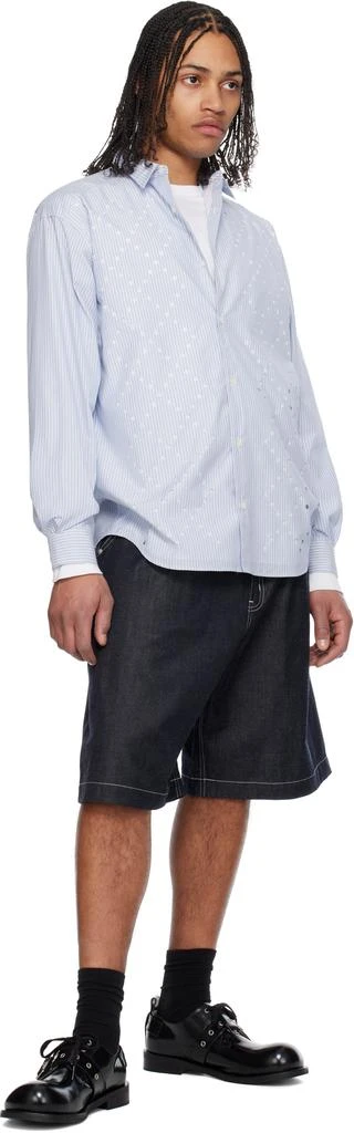 Comme des Garcons Navy Cotton Nylon Denim Shorts 4