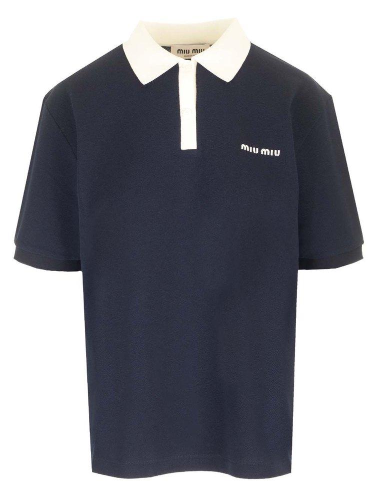 Miu Miu Miu Miu Logo-Embroidered Short-Sleeved Polo Shirt