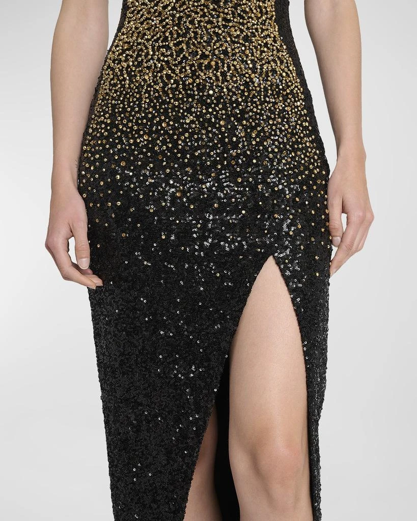 Balmain Dragrade Crystal Sequined Slit Gown 5