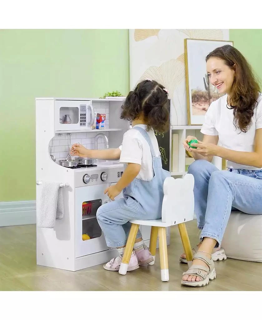 HONGGE Kids Pretend Play Kitchen with Chalkboard and Accessories 2