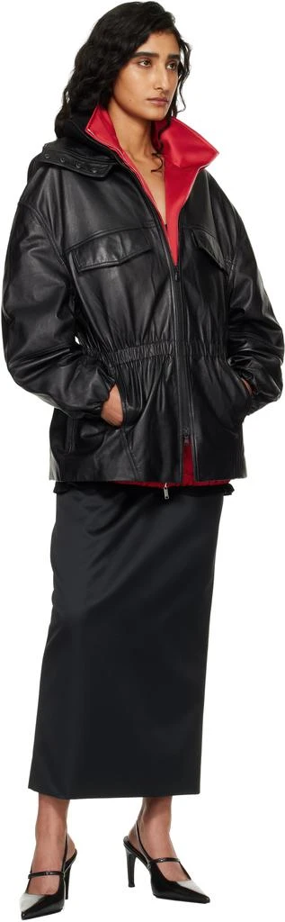 The Frankie Shop Black Carnaby Funnel Neck Leather Jacket 4