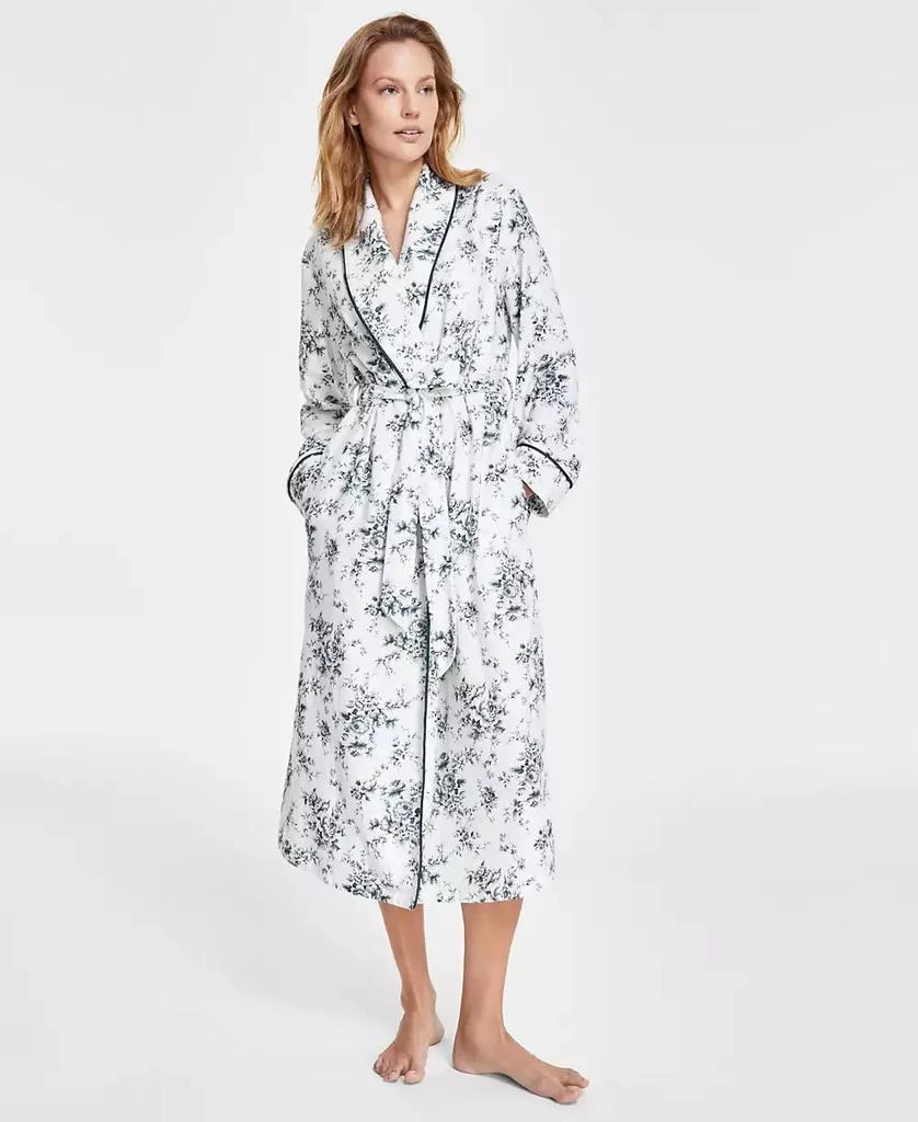 Charter Club Women's Long Floral-Print Flannel Robe, Created for Macy's 3