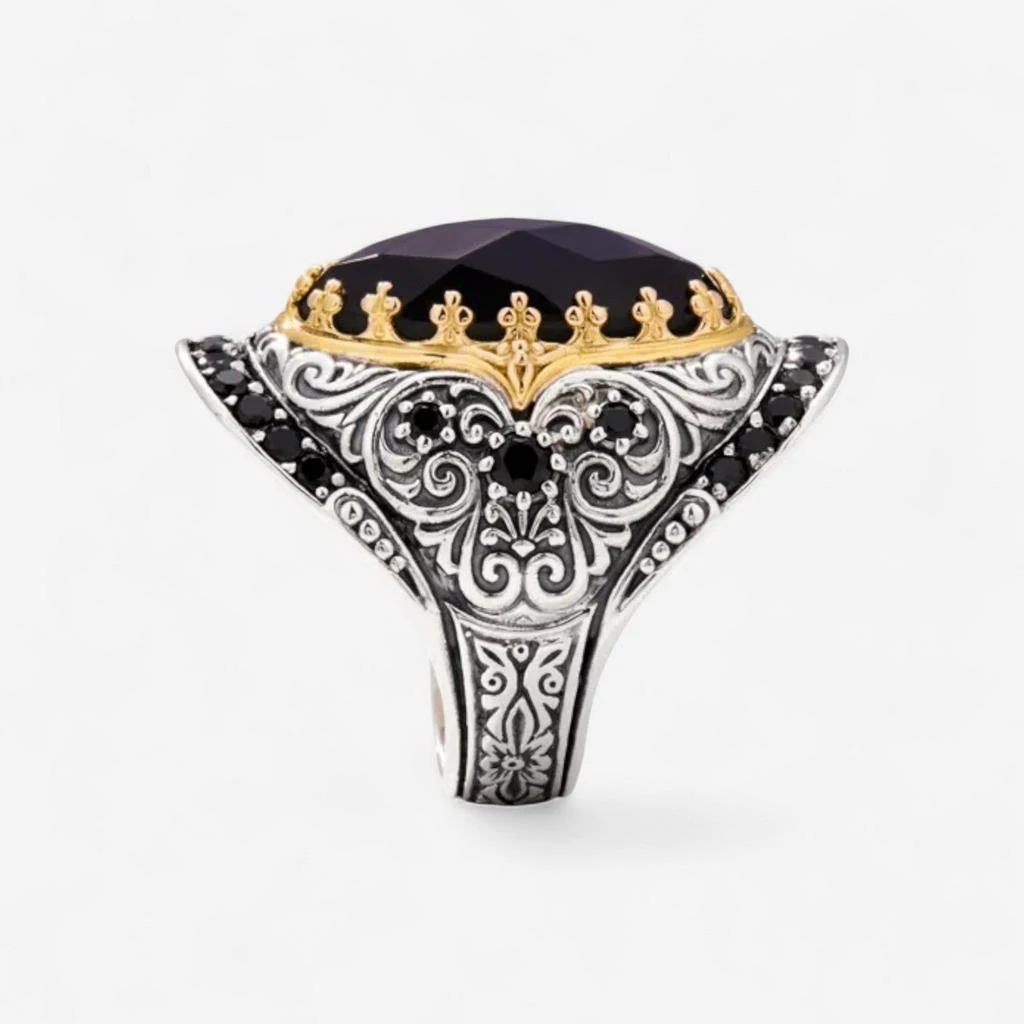 Konstantino Konstantino Sibylla Sterling Silver 
18K Yellow Gold Spinel 
Onyx Ring Sz. 7 DMK2012-314-CUT-S7 2