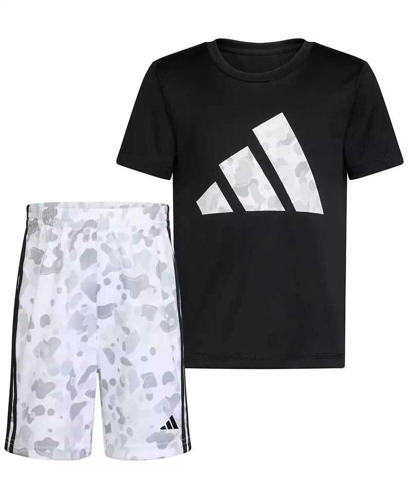 adidas Little & Toddler Boys Short-Sleeve Logo T-Shirt & 3-Stripes Shorts, 2 Piece Set 1