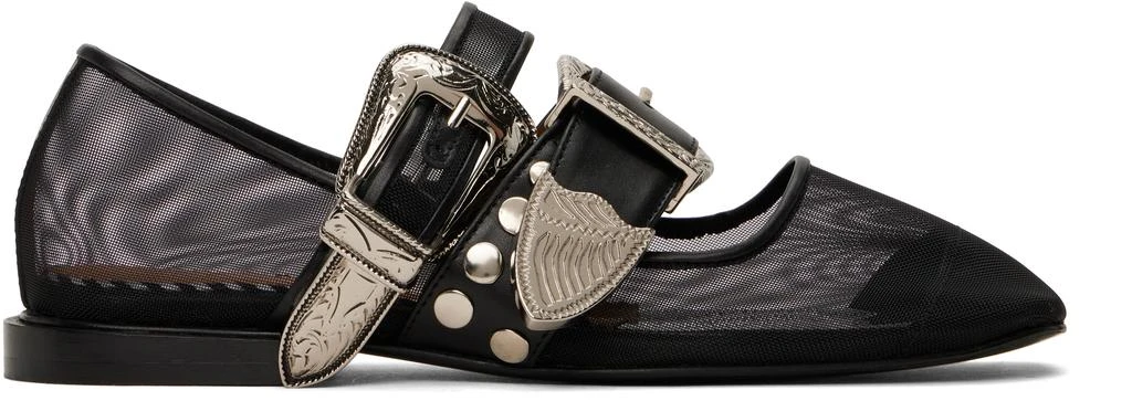 Toga Pulla Black Metal Mesh Ballerina Flats 1
